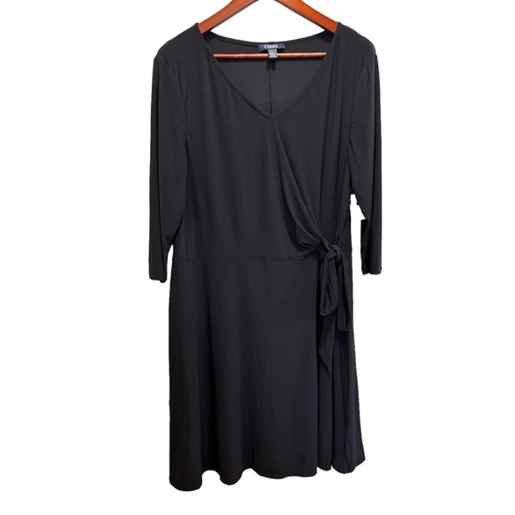 Chaps Tie-Front Fit-&-Flare Black Dress Size XL NWT - Picture 3 of 11